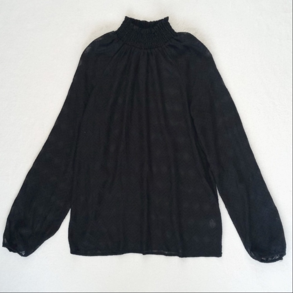Mossimo & Co. Women's Semi Sheer Black Damask/ Embossed Long Sleeve Blouse S